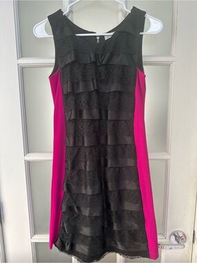 Z by Zoe Girls Black and Fuchsia Ruffled Formal Dress